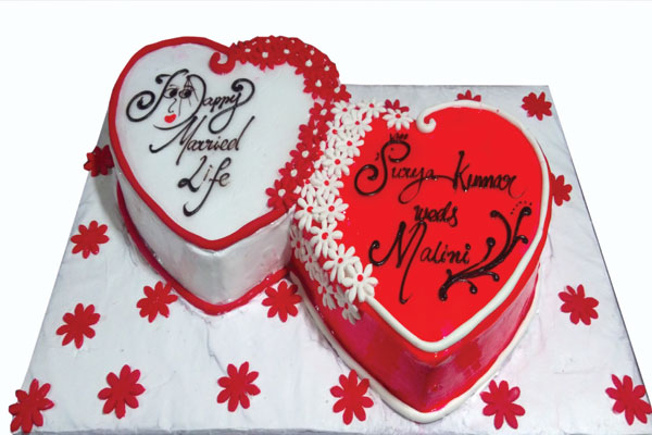 red & white heart spl cake  - Wedding Cakes