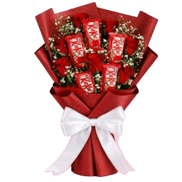 kitkat with red rose bouquet