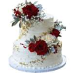 Wedding Red & White  Fresh Rose Cake