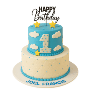 Sky Blue First Birthday Cake For Boys