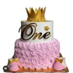 pink & white  swril cake